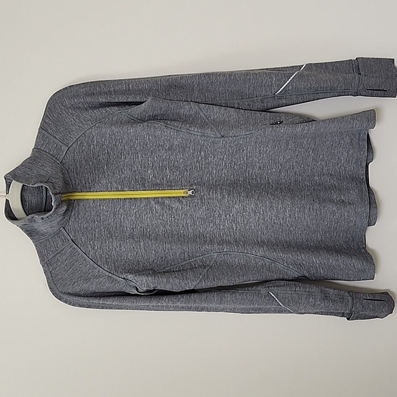 LULULEMON LUNO SIGNATURE UNIQE THUMB HOLE YELLOW ZIP WORKOUT COMFY GRAY-JACKET - Picture 4 of 16